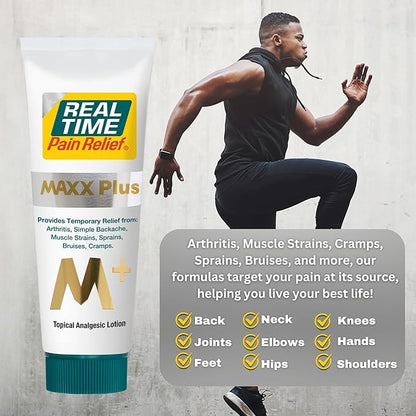 Real Time Pain Relief MAXX Plus - 7oz Tube | Intensive Formula with 19 Natural Ingredients Including Hemp Oil | Fast-Acting Relief for Muscle Pain, Arthritis, Backaches, and More