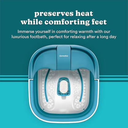 Homedics Smart Space Bubble Mate Collapsible Foot Spa, Heat-Maintaining, Bubble Massage with Pumice Stone and Splash Guard
