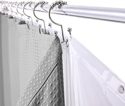 LaCyan 3 in 1 Waterproof Waffle Weave Shower Curtain and Clear Liner Set with 12 Stainless Steel Hooks Double Sided for Bathroom 72 Inches Heavy Duty Polyester Fabric Shower Curtains 72x72