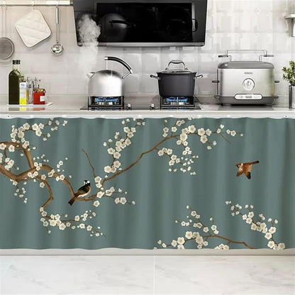 SK Studio Short Curtains for Kitchen, Cabinet Shelf Dust-Proof Blackout Tier Cafe Curtain Under Sink Skirt for Bathroom Laundry Room Style 13, 55.1" W x 23.6" H