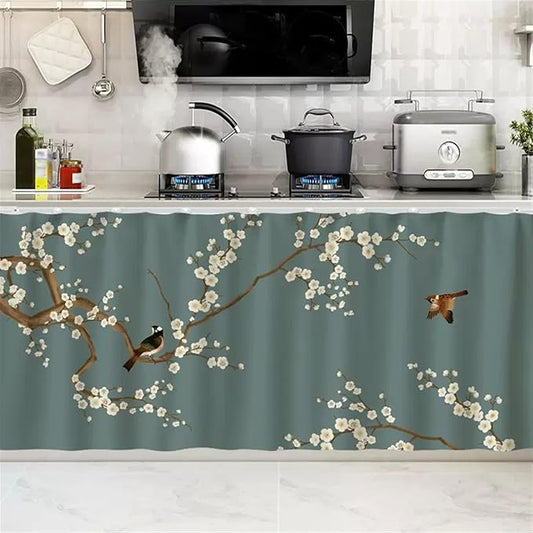 SK Studio Short Curtains for Kitchen, Cabinet Shelf Dust-Proof Blackout Tier Cafe Curtain Under Sink Skirt for Bathroom Laundry Room Style 13, 55.1" W x 23.6" H