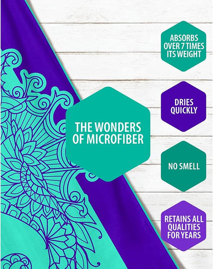VENTURE 4TH Microfiber Beach Towel: Quick-Dry, Compact, Sand-Free, Absorbent, Sandproof and Lightweight - Perfect for Camping, Beach, and Roadtrips (Mandala Seahorse Design | 35x78 inches)