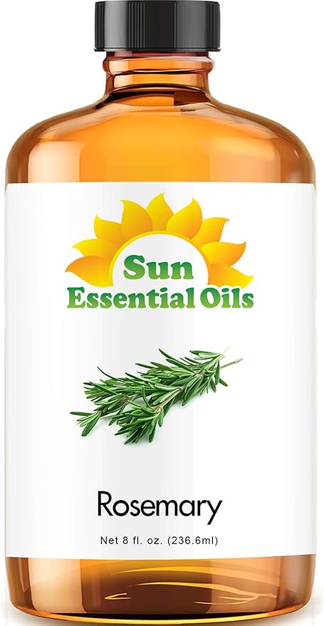 Sun Essential Oils - 8 oz Rosemary Essential Oil for Hair Growth, Skin, Scalp - Drops for Diffuser, Humidifier & Aromatherapy Massage - DIY Candle, Lotion & Shampoo Making - Help Sleep