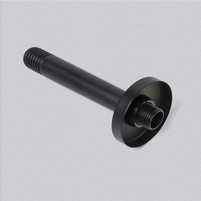 6 Inch Shower Arm with Flange, Ceiling Mounted Shower Head Extension Arm, 1/2 NPT Straight Arm for Rain Shower Head, Stainless Steel Shower Head Extension Replacement Pipe Arm,Black