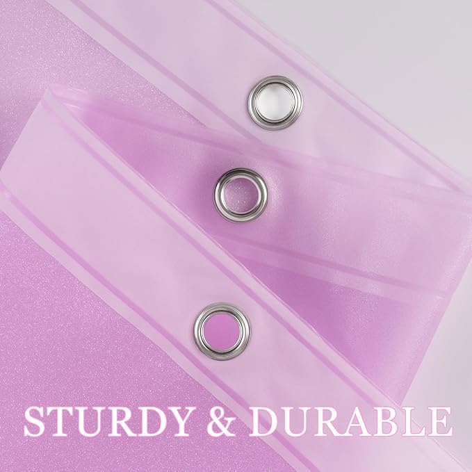 Dreamy Pink Glitter PEVA Shower Stall Curtain Long 48 x 78 inch, Waterproof Plastic Sparkle Shower Curtain Liner with Weighted Magnets, Bling Shimmery Bathroom Shower Curtain Rose Pink