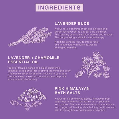 Beaute DE Provence Pink Himalayan Bath Salt with Lavender - 100% Natural Aromatherapy and Relaxation - Lavender Grapefruit Essential Oil Bath Salts for Women Relaxing, Natural & Cleanse
