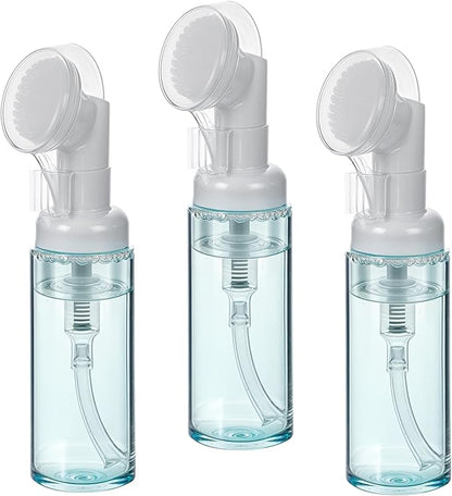 3 PCS Empty Foaming Pump Dispenser Facial Cleanser Foaming Bottle Small Mousse Foaming Soap Pump Container with Massage Clean Brush Head for Lash Cleanser Hand Soap Shampoo to Travel