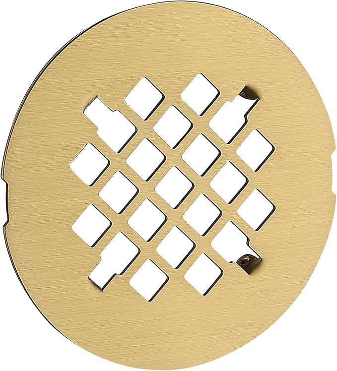 4-1/4 inches Snap-On Round Shower Drain Cover, Stainless Steel (Brushed Gold)