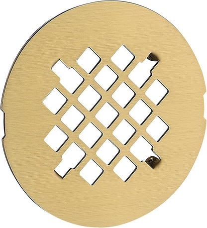 4-1/4 inches Snap-On Round Shower Drain Cover, Stainless Steel (Brushed Gold)