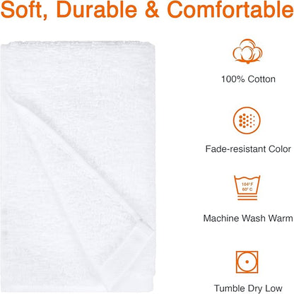 Amazon Basics Soft and Thick Cotton Hand Towels, 16 x 26 in, White, 24-Pack