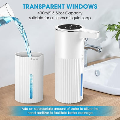 2 Pack Touchless Automatic Liquid Soap Dispenser, 13.5oz Smart Sensor Hand Wash Dispenser, USB Rechargeable & Adjustable for Bathroom Kitchen Sink, White Stripes