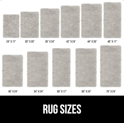 GORILLA GRIP Bath Rug Mat, Soft Absorbent Chenille, Quick Dry Microfiber Mats, Rubber Backing Washable Shower Floor Rugs, Bathmat Runner, US Designed Bathroom Home Decor Accessories 24x17 Light Gray