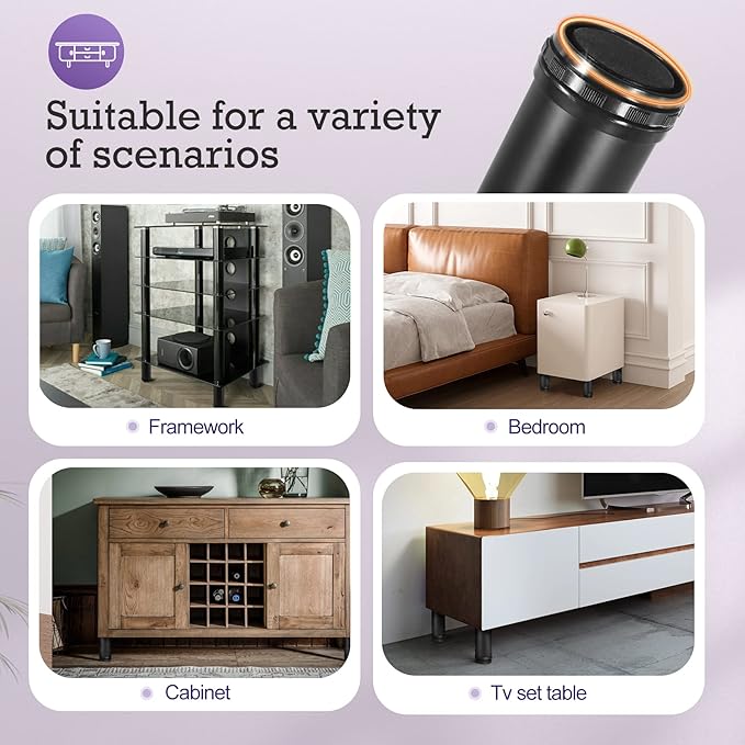 16 Inch Metal Furniture Legs Stainless Steel Adjustable Legs Black Metal Legs Round Cabinet Legs for Coffee Table Cabinet Desk Sofa Shelves, Pack of 4