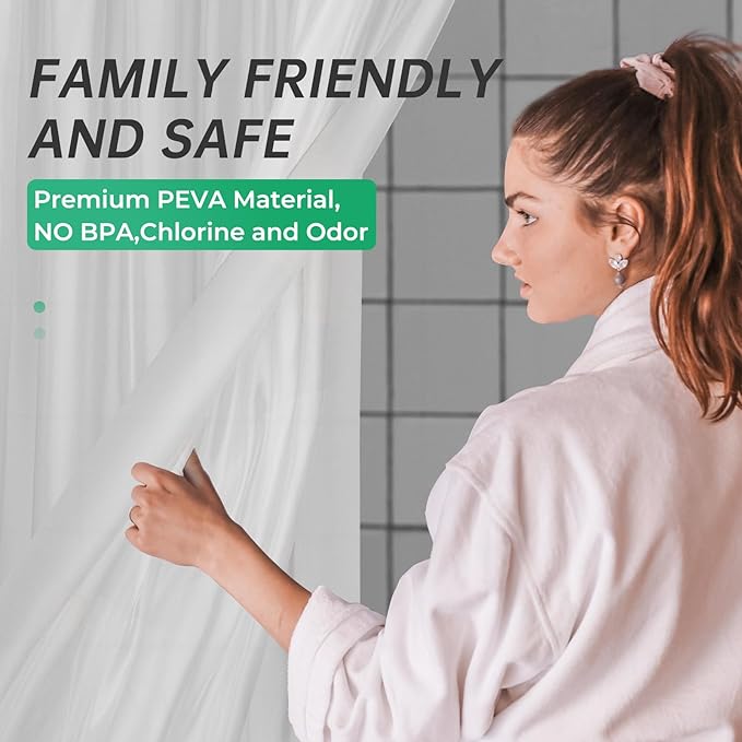AmazerBath Extra Long, 8G Heavy Duty Plastic, 96 Length, Weighted Tall 72 x 96 Frosted, Bathroom Shower Curtain Liners with 3 Weights