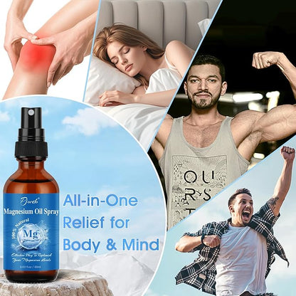 Magnesium Oil Spray for Feet, Body & Sleep, 100% Pure & Natural Organic Topical Magnesium Chloride Oil Spray for Caring Body, Easy to Carry and Use, Rapidly Absorbed