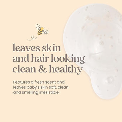 Burts Bees Baby Shampoo and Baby Wash Refill, Original, Plant-Based Formula, Tear-Free, Pediatrician-Tested, Natural Origin, Gently Cleans Sensitive Skin and Hair, 33.8 Fl Oz