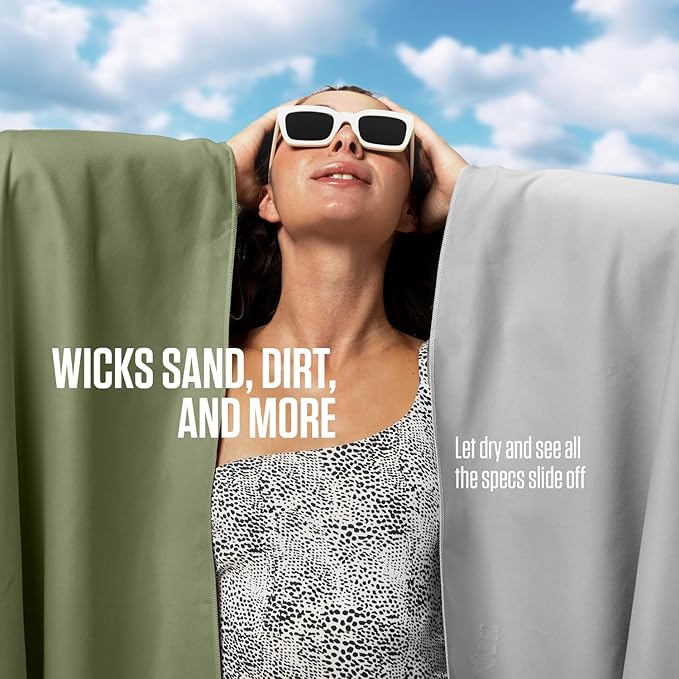 VENTURE 4TH Quick Dry Towel. Microfiber Travel Towel Ideal for Camping, Hiking, Backpacking, Gym. Lightweight & Fast Drying Travel Towels for Body. Compact & Easy to Pack - Army Green Extra Large