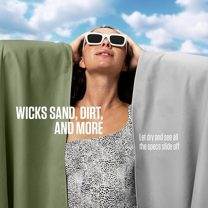 VENTURE 4TH Quick Dry Towel. Microfiber Travel Towel Ideal for Camping, Hiking, Backpacking, Gym. Lightweight & Fast Drying Travel Towels for Body. Compact & Easy to Pack - Army Green Large