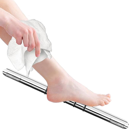 Shower Foot Rest, Corner Shower Bar for Shaving Legs, Wall Mounted Hotel Shower Foot Ledge, Brass Bar Bathroom Foot Step (Polished Chrome with Grip Rings)
