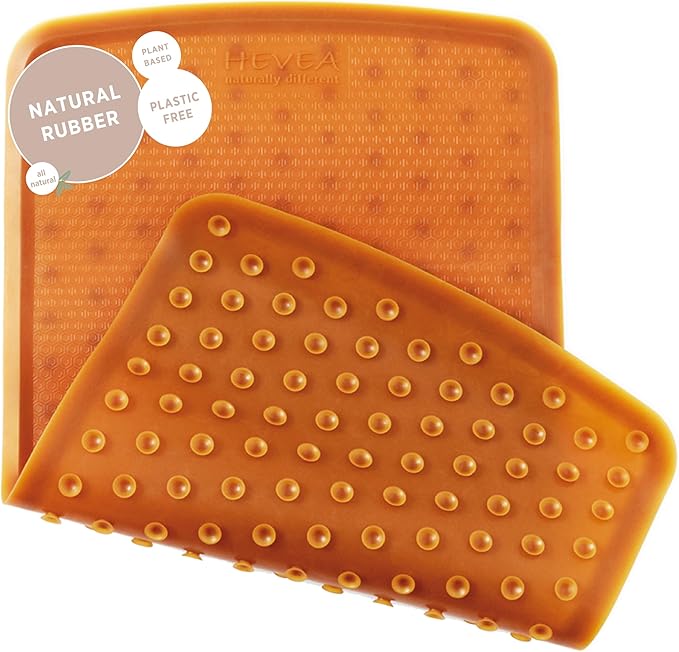 HEVEA Baby & Toddler Bath Mat - 100% Natural Rubber Non Slip Bathtub Mat for Baby - Upcycled, Danish Design - Safe & Sustainable Bathroom Essential (Natural)