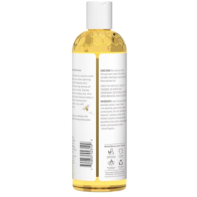 Burt's Bees Baby Shampoo and Body Wash with Lavender, Calming Tear Free Baby Soap, 98% Natural Origin, 12 Fl Oz (Pack of 3)