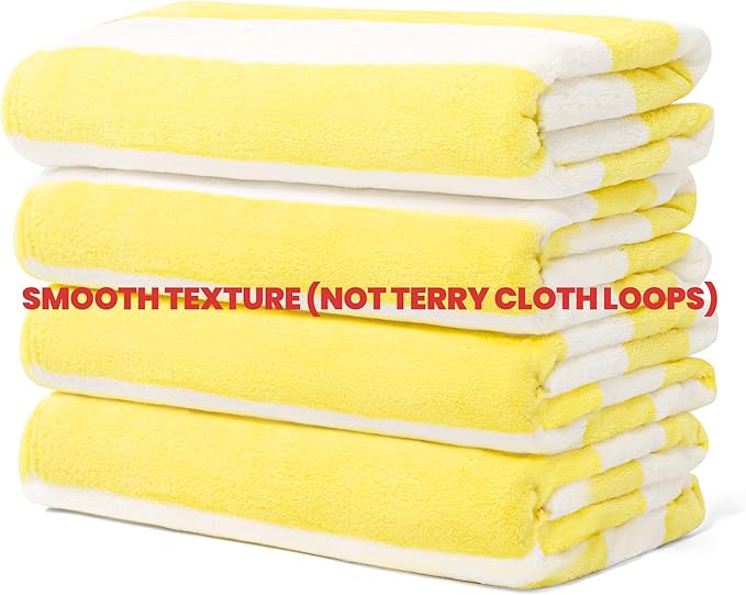 Touchat Beach Towel Oversized,Super Absorbent Sand Free Thick Microfiber Beach Towel (Yellow 4Pack, 30”x60“)