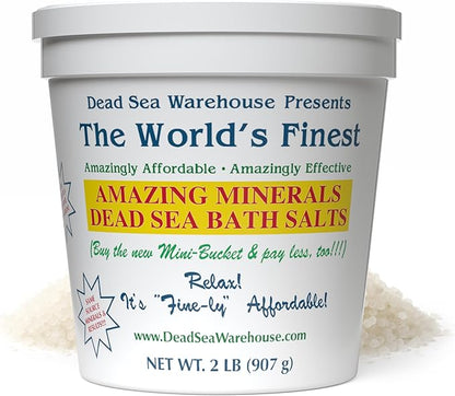 Dead Sea Warehouse – Amazing Minerals Dead Sea Bath Salts – 2 LBS – Highest Mineral Content – Natural Muscle Tension Relief