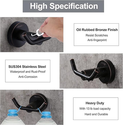 ARCORA Oil Rubbed Bronze Towel Hooks, SUS 304 Stainless Steel Wall Hooks, Heavy Duty Robe Hooks 1 Pack, Bathroom Towel Hooks for Wall