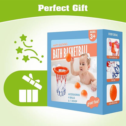 Bath Toys - Bathtub Basketball Hoop for Kids Toddlers - Bath Toys Shower Toys for Kids Ages 4-8,Suction Cup Basketball Hoop & 3 No Hole Balls Set for Boys Girls
