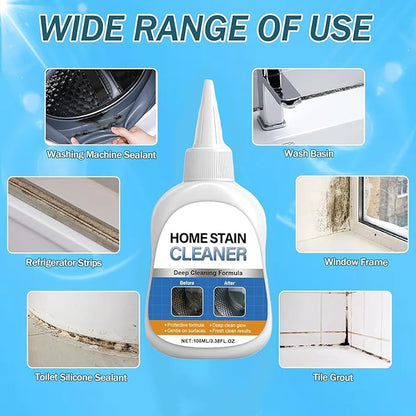 Mold Stain Remover Gel - Powerful Cleaner for Washing Machine Seals, Refrigerator Gaskets, Tile Grout, Kitchen & Bathroom Sinks - Thick, Bleach-Free Cleaning Gel with Applicator Brush,3.38 Fl Oz