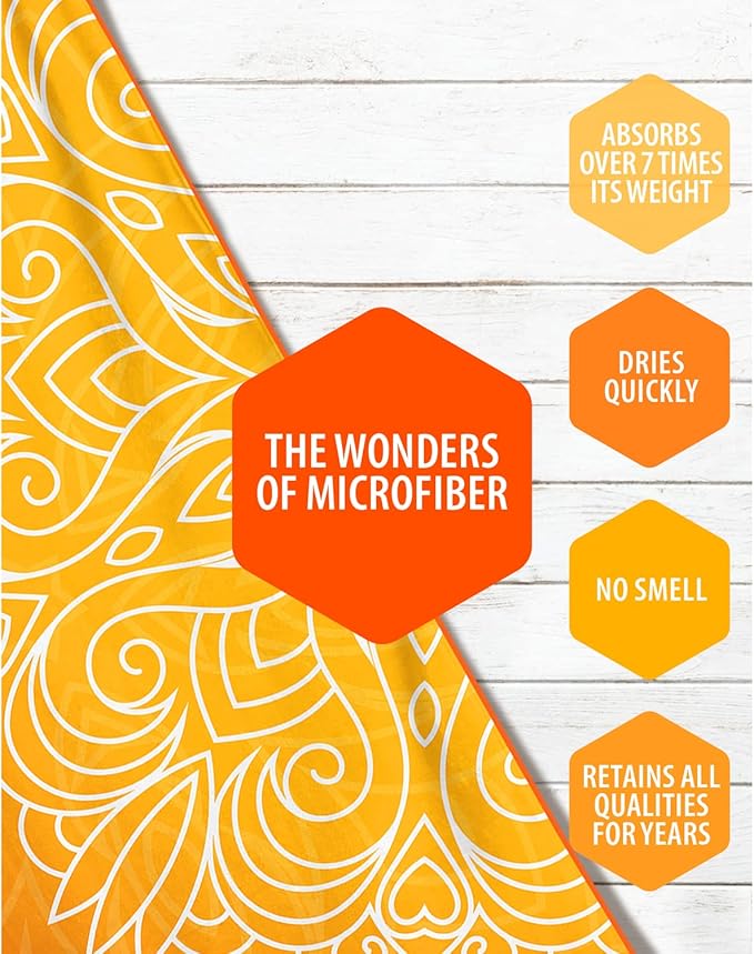 VENTURE 4TH Microfiber Beach Towel: Quick-Dry, Compact, Sand-Free, Absorbent, Sandproof and Lightweight - Perfect for Camping, Beach, and Roadtrips (Orange Mandala Design | 35x78 inches)