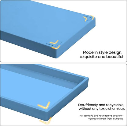 Vanity and Bathroom Tray, 15" ABS Countertop Organizer,Waterproof Vanity Tray for Toilet Tank,Perfume,Soap,Keys,Bathroom Accessories,Kitchen and Bath Trays,Non Slip Small Trays,Blue,2 Pack