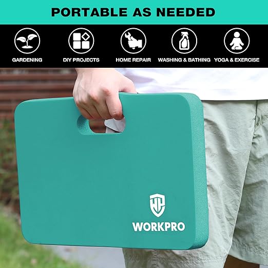WORKPRO Extra Thick Kneeling Pad, Soft Foam Cushioning for Knee, Large Foam Kneeler Mat for Gardening, Bathing Baby, Workout Supplies, 17.5 x 11 x 1.5 in, Robin's egg Blue