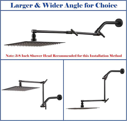 Oil Rubbed Bronze Shower Arm Extension - 13'' Height & Range Adjustable, Locking Nuts, Universal Connector