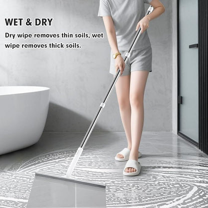 JOYBOS Rubber Floor Squeegee for Smooth Surface Concrete Floor, Tile Floor, Heavy Duty Garage Shower Floor Squeegee Broom for Removing Water, Commercial Scrubber Mop with Adjustable Long Handle (XL)