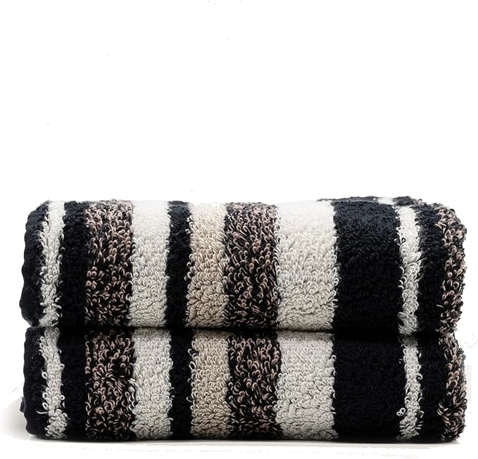 Italic Ultraplush 100% Australian Cotton Washcloths - Set of 2 Luxury Plush Face Wash Cloths, Soft and Absorbent 800 GSM for Bathroom, Spa, Gym, Face and Body (Stripe Multi Color)