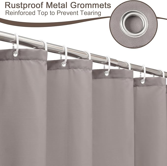 AooHome Shower Curtain Liner, Fabric Bathroom Curtain with Hooks for Hotel, Weighted Hem, Water Repellent, Chocolate, 72 x 75 Inch