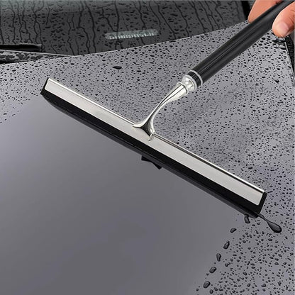 Window Squeegee with Extension Pole, 17.3″-60″ Telescopic Shower Squeegee for Glass Doors, Outdoor Window Cleaner Tool for Car Windshield Floor Tile Wall