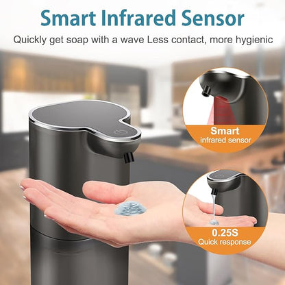 Automatic Liquid Soap Dispenser with 4 Adjustable Volume Control, Touchless Rechargeable Hands Free Auto Soap Dispenser for Kitchen, Bathroom, Hotel, Restaurant,13.5oz/ 400ml