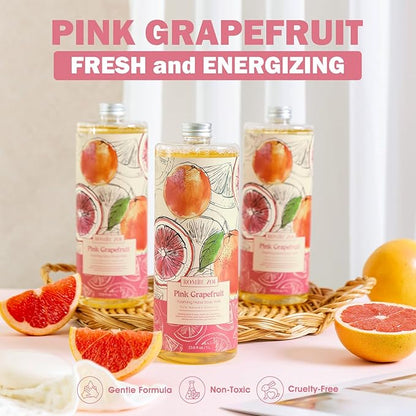 ROMIIE ZOI Foaming Hand Soap Refill Gift Set – 3 Pack *33.8 Fl Oz with Dispenser, Pink Grapefruit Scent–Moisturizing, Biodegradable & Chemical-Free Formula for Bathroom, Kitchen, Sensitive Skin