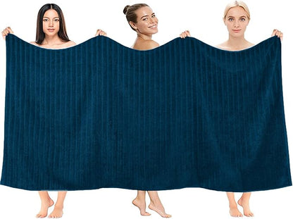 DAN RIVER Pack of 2 Bath Sheet 35x70 Inches, Big Towels Oversized Extra Ribbed Large Bath Sheets, Absorbent Quick Dry Towels - Blue Opal