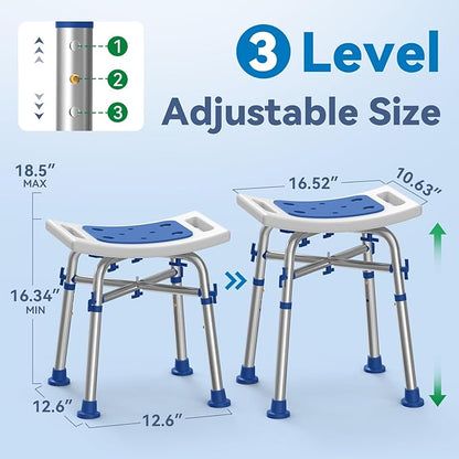 FSA/HSA Eligible Heavy Duty Shower Chair for Inside Shower, 500lb Weight Capacity, Height-Adjustable Shower Bench with Padded Seat, Shower Stool Suitable for Elderly and Disabled