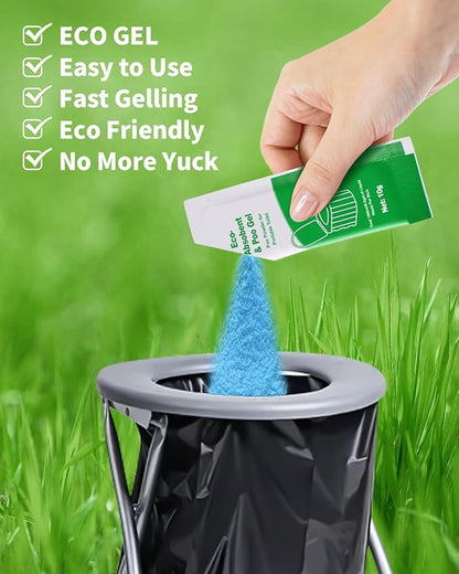 Camping Toilet Bags Poo Gel Set, 25 Count Portable Toilet Bags with 15 Count Camping Toilet Gel, 8 Gallon Composting Toilet for Portable Outdoor Hiking