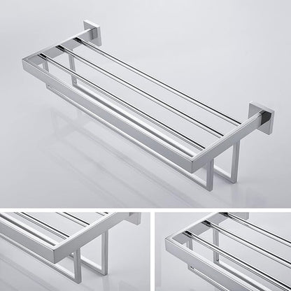 KOKOSIRI 24'' Bathroom Towel Shelf Chrome Towel Rack with Two Bath Towel Bars SUS304 Stainless Steel Wall Mounted, Polished Finish, B6003CH