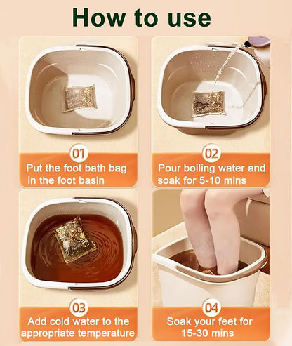 30 Bags Herbal Foot Soak,Foot Bath Herb,Foot Spa Bath Soak Foot Detox Soak to Remove Toxins,Relieve Fatigue & Dispel Cold and Remove Dampness 艾草排湿排寒泡脚包 900g(30 bags*30g) (Green A, 30.5x40.5CM)