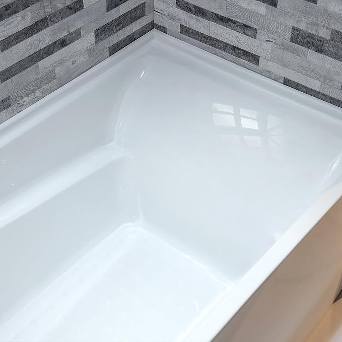 WOODBRIDGE 60" Acrylic Rectangular Alcove Soaking Bathtub in White with Left Drain, Brushed Nickel pop-UP Drain Included BA6030L