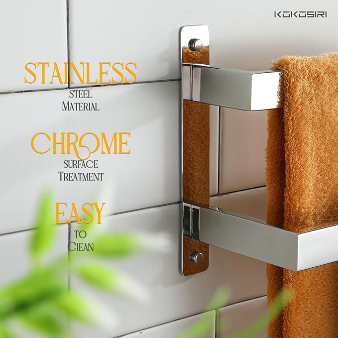 KOKOSIRI Towel Bars Bath Towel Holders 24 Inches Chrome Bathroom 2-Tiers Ladder Towel Rails Wall Mounted Towels Shelves Rack Polished Stainless Steel, B5008CH-L24