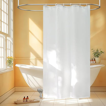 Waterproof Fabric Stall Shower Curtain Liner with 2 Large Magnets, 36 x 72 inch Half Size Cloth Shower Liner Washable, Narrow White Lightweight Bath Curtain for Single Stall