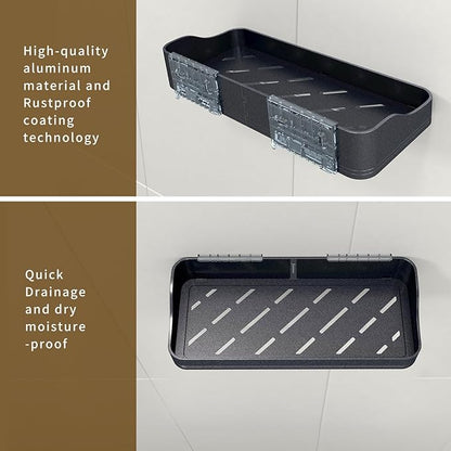 Luxury Shower Caddy, Rustproof Metal Large Capacity Bathroom Shelves for Storage, Adhesive or Drill Mounting for Kitchen Holder & Organizer (1 Pack)