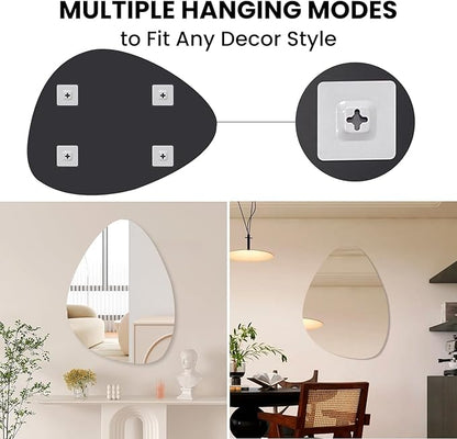 VASUHOME Triangle Frameless Bathroom Mirror, 24 x 32 Inch Wall Vanity Mirror, Large Wall Mounted Mirrors for Bathroom, Living Room, Bedroom